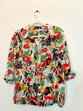 Floral Multi-Color Button-Down Shirt - Unbranded
